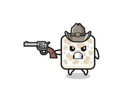 der Tempeh-Cowboy, der mit einer Waffe schießt vektor