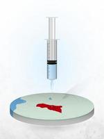 vaccination av centralafrikanska republiken, injektion av en spruta i en karta över centralafrikanska republiken. vektor