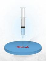 Impfung von Neuseeland, Injektion einer Spritze in eine Karte von Neuseeland. vektor