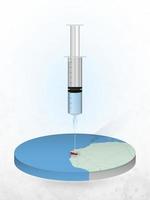 impfung von guinea-bissau, injektion einer spritze in eine karte von guinea-bissau. vektor