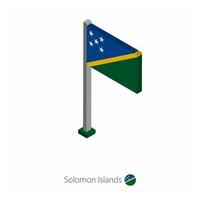 Flagge der Salomonen am Fahnenmast in isometrischer Dimension. vektor