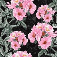 Nahtloses Muster mit Blumenmuster und rosa Rosenblüten abstrakter Hintergrund. Vektor-Illustration Aquarell-Handzeichnung. für Stoffmuster-Druckdesign. vektor