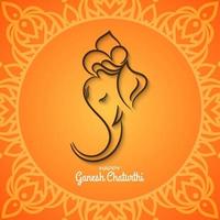 Etnisk Ganesh Chaturthi ljus orange bakgrund vektor