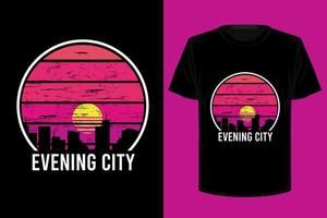 Retro-Vintage-T-Shirt-Design der Abendstadt vektor