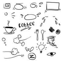 doodle handgezeichnete elemente colection.frames.coffee.storm.bulb.eyes.swirl.swoosh.graffiti illustrationsvektor vektor