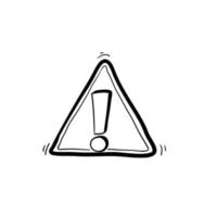 Gefahrenzeichen, Warnzeichen, Aufmerksamkeitszeichen, Gefahrenwarnung, Aufmerksamkeitssymbol mit handgezeichnetem Doodle-Stil-Vektor vektor