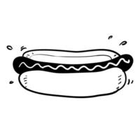 Gekritzel-Hotdog-Illustrationsvektor handgezeichneter Gekritzelstil vektor