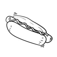 Gekritzel-Hotdog-Illustrationsvektor handgezeichneter Gekritzelstil vektor