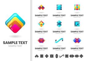 Satz moderne bunte überlagerte geometrische Logos vektor