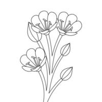 handritad vilda blommor målarbok för barnbokillustration vektor