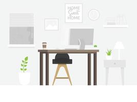 Design eines modernen Home-Office-Designerarbeitsplatzes vektor