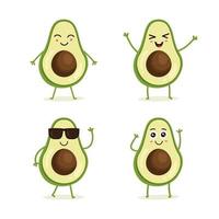niedlicher vektorsatz avocado-fruchtcharakter in verschiedenen aktionsgefühlen vektor