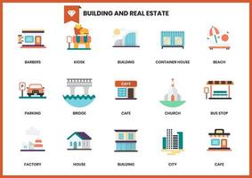Gebäudeikonen eingestellt für Geschäft vektor