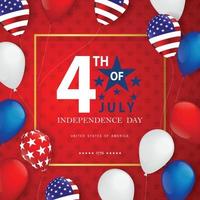 självständighetsdagen usa amerikanska ballonger flagga decor.4th of juli firande affisch template.vector illustration. vektor