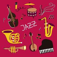 Sammlung mit Jazz-Musikinstrumenten vektor