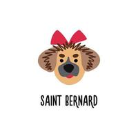 cartoon dog clipart mit einer schleife des st. Bernhardiner Rasse vektor