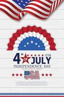 Förenta staterna glad självständighetsdagen gratulationskort, banner, horisontell vektorillustration. usa semester 4 juli designelement med amerikanska flaggan med kurva vektor