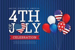 självständighetsdagen usa amerikanska ballonger flagga decor.4th of juli firande affisch template.vector illustration. vektor