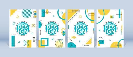 trendiges geometrisches Design. cooler Memphis-Plakathintergrund. satz trendiges memphis-design. bunter geometrischer hintergrund. anwendbar für flyer, broschüre, cover, magazin, buch, banner. vektor