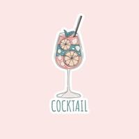 färgglada handritade cocktail illustration klistermärken vektor