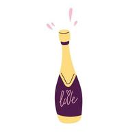 Flasche Champagner mit Schriftzug "Love" vektor