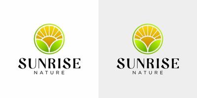 Sonnenaufgang und Natur-Logo-Design. vektor