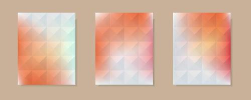samling av abstrakt orange vit färg gradient vektor täcka bakgrunder. triangelmönster design med kristallform stil. för affärsbroschyrbakgrunder, affischer och grafiska mönster.