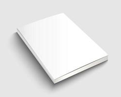 A4-Buchmodell mit weißem Einband. Design einer leeren Journalvorlage. lehrbuch mit kopierraum. 3D-Produktvektorillustration. vektor