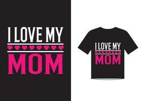 mors dag kärlek citat t-shirt design mall vektor för glad mors dag