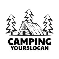 camping siluett logotyp design vektor