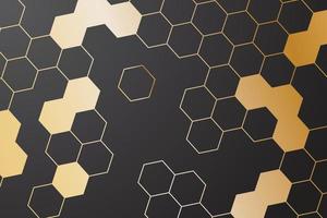 guld hexagon mönster på svart bakgrund vektor