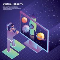 Karikaturmann, der Gläser der virtuellen Realität verwendet vektor