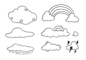 hand gezeichnete wettersammlung. flache Artvektorillustration auf weißem Hintergrund. vektor