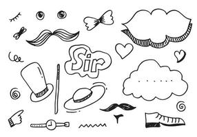 vintage accessoires doodle.handgezeichnete männer illustrationen set für herren. vektor
