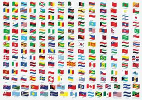 Alle Nationalflaggen der Welt wehen