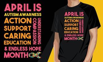 2 april är autismmedvetenhetsdagen t-shirt vektormall vektor