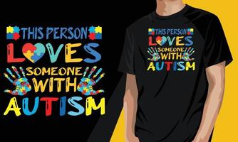denna person älskar någon med design för dag för autismmedvetenhet vektor