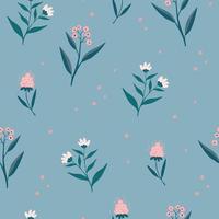 florales nahtloses Muster. kreative blühende textur. Wildblumen Hintergrund. ideal für Stoff, Textil, Scrapbooking. Vektor-Cartoon-Illustration vektor