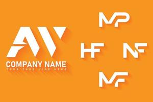 aw-, mf-, mp-, nf-, hf-Logo-Set vektor