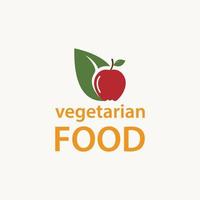 verlassen Sie mit Apple-Design-Vektor-Illustration. vegetarisches Essen-Logo-Konzept vektor