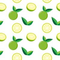 grüne Zitrone im nahtlosen Muster auf weißem Hintergrund