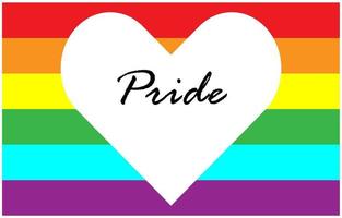 Wortstolz in Herzform auf LGBT-Regenbogenfahne vektor