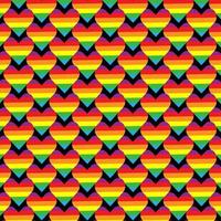Regenbogenfarbherz im nahtlosen Muster auf schwarzem Hintergrund. vektor