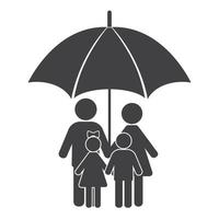 man, kvinna och barn håller händerna under ett paraply. vektor