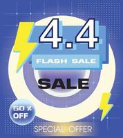 shop day sale off poster oder banner, verkauf 4.4, vorlagenhintergrund für werbung, 2d-illustration vektor