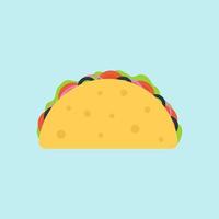 buntes mexikanisches Taco-Symbol. Cartoon flache Tacos-Symbol für Fast-Food-Restaurant oder Café-Menü, Werbung, Banner, Aufkleber, Logo-Design vektor