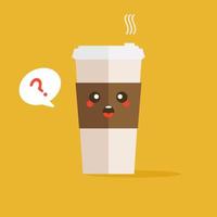 en kopp kaffe ikon med kaffebönor logotyp, vektor illustration platt design.