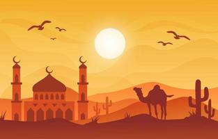 bakgrund av moskén öken gradient med kamel vektor
