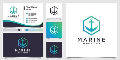 Marine-Logo mit modernem Gradienten-Stil-Konzept und Visitenkarten-Design-Premium-Vektor vektor