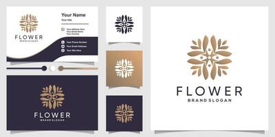 blomma logotyp med kreativa abstrakt koncept och visitkort designmall premium vektor